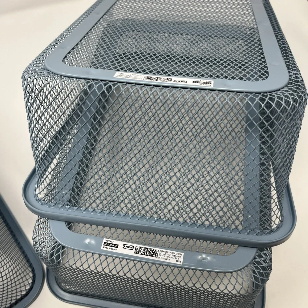(Lot of 4) Ikea TROFAST Mesh Storage Box Blue Gray 7 7/8 x 11 3/4 x 3 7/8